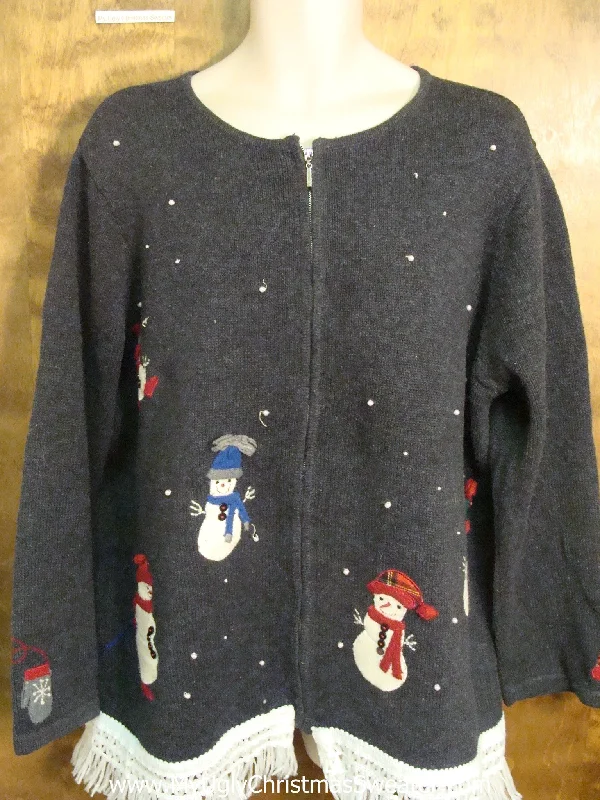 Christmas Cozy Weather Bright Colored Snowmen Ugly Christmas Jumper