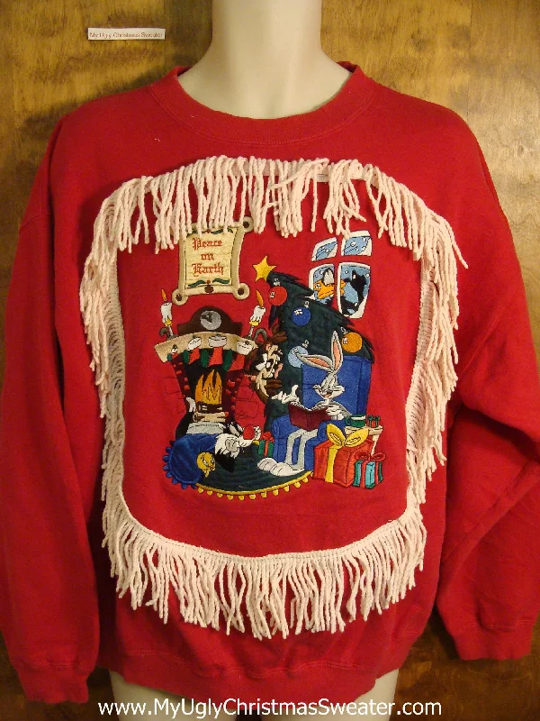 Christmas Beautiful Pine Trees Bugs Bunny Holiday Funny Christmas Sweatshirt