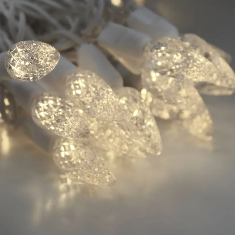 Christmas Evergreen Trees 50-light  C6 Warm White LED Christmas Lights, 4" White Wire