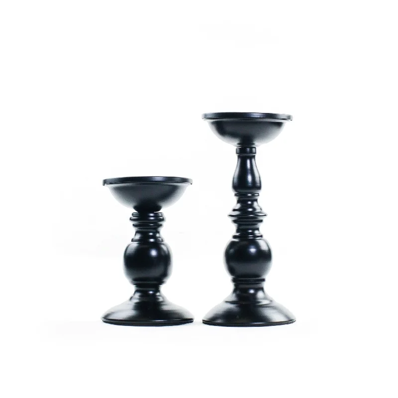 Christmas Homemade Crafts Black Candle Holders (Set of 2)