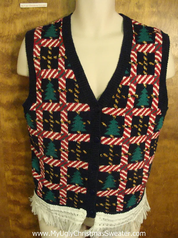 Christmas Pine Tree Farm Candy Cane and Tree Design Ugly Christmas Jumper Vest
