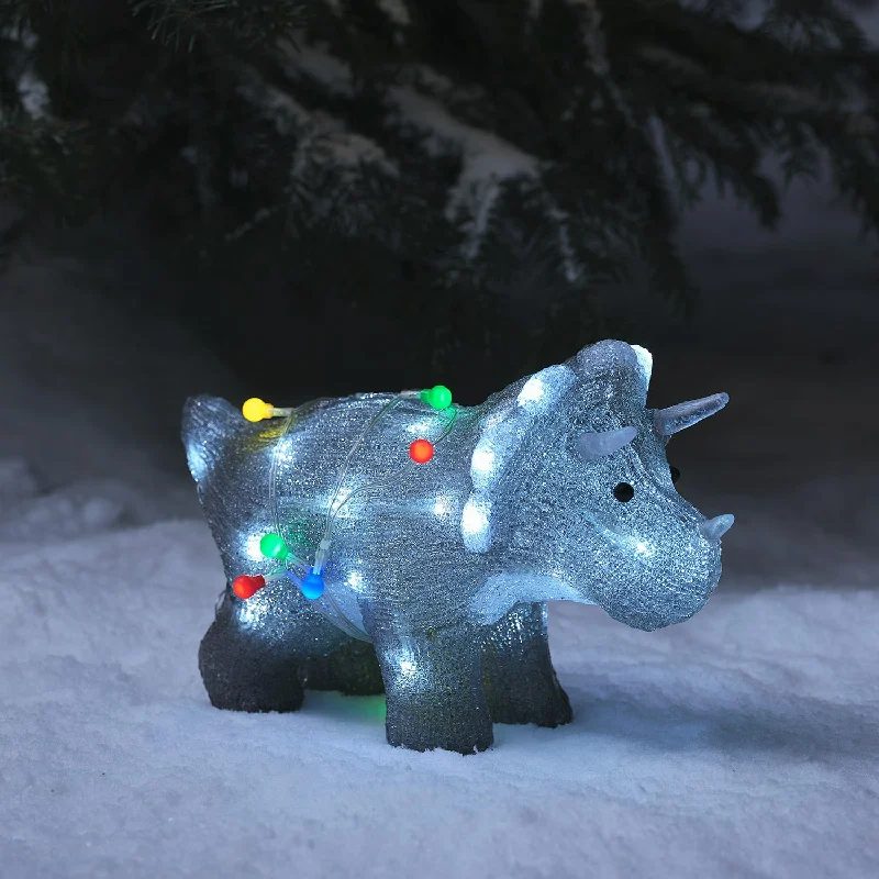Christmas Festive Lights 22cm Christine the Christmas Triceratops LED 3D Acrylic Figure