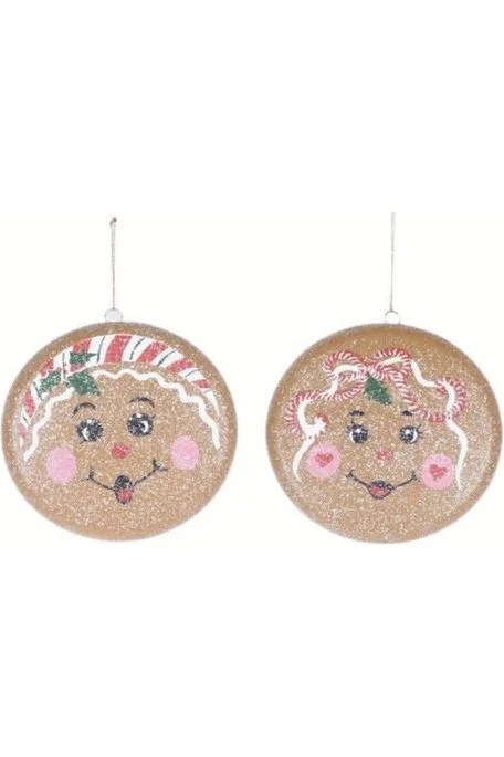 Christmas Snowman Building 6" Gingerbread Disc Ornament