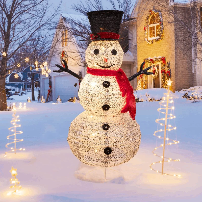 Christmas Joyful Vibes Christmas LED Lighted Snowman, Yard Decor, 4 FT