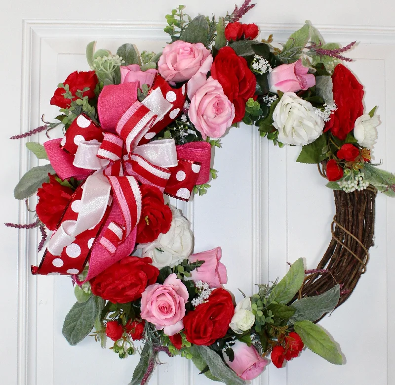 Christmas Santa Surprise Christmas / Valentine Wreath, Floral Grapevine