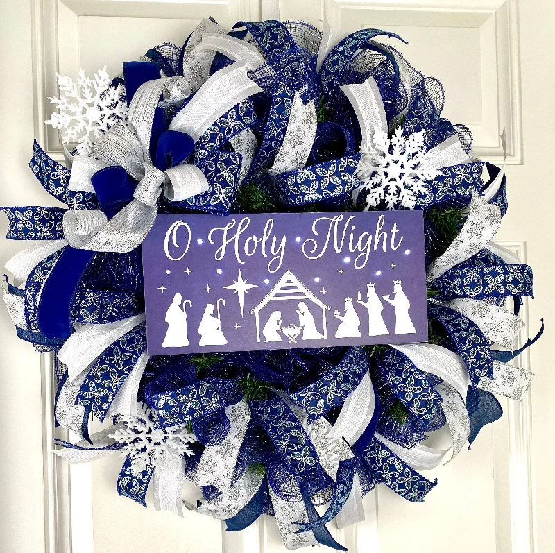 Christmas Cozy Decor Christmas Nativity Wreath , Holy Family | Choose Pre-lit or Non-lit Option