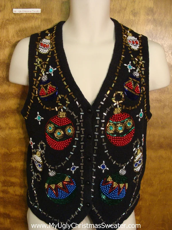 Christmas Winter Forest Colorful Ornaments Funny Christmas Sweater Vest