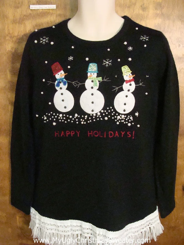 Christmas White Wonderland Colorful Snowmen Friends Ugly Christmas Jumper