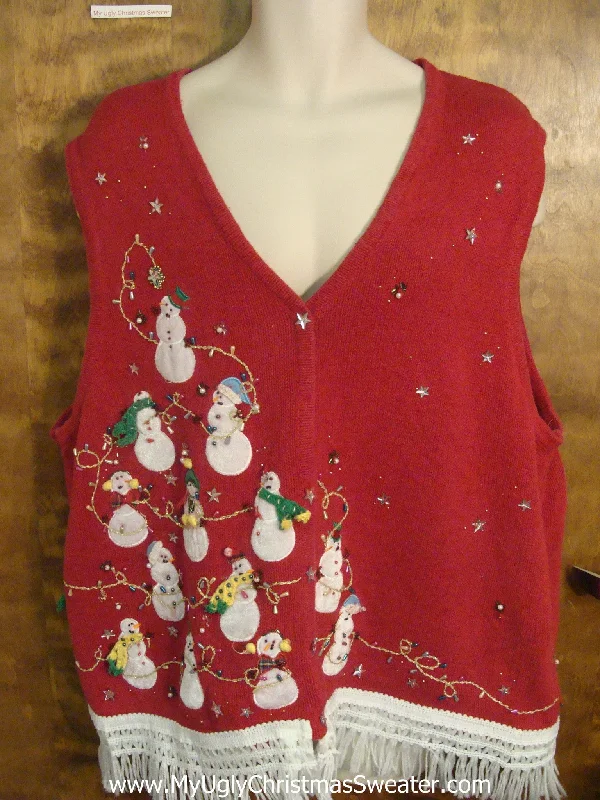 Christmas Outdoor Lights Colorful Snowmen Hanging Lights Ugly Christmas Jumper Vest