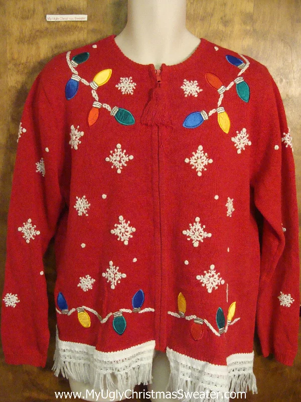 Christmas Candlelight Dinner Colorful Xmas Lights Ugly Christmas Jumper