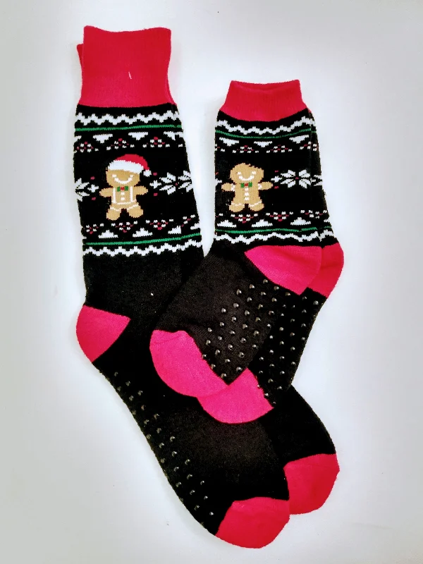 Christmas White Wonderland Gingerbread Matching Male Thick Crew Socks