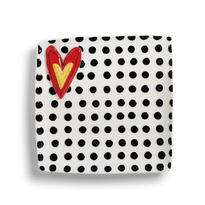 Black Dots Heartful Home Platter