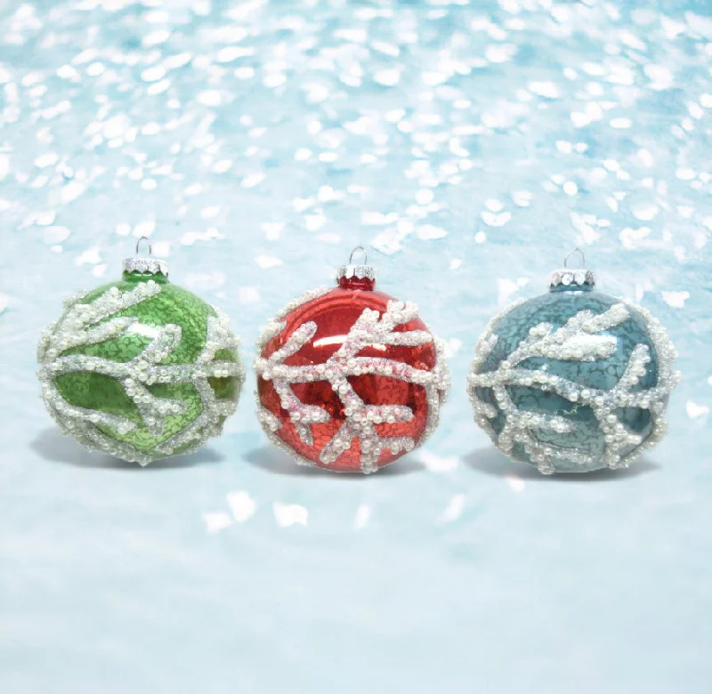 Coral Reef Ball Ornaments Assorted Set Of 3