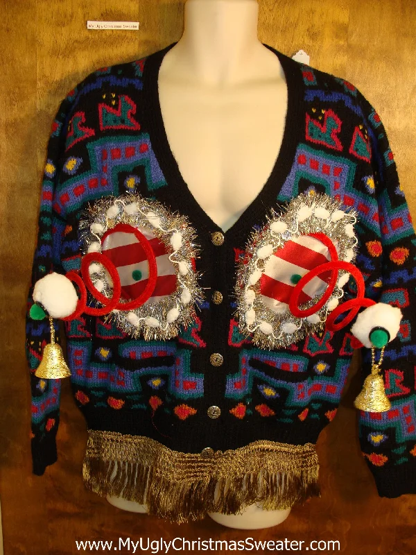 Crazy Patterned Funny Naughty Sweater Cardigan