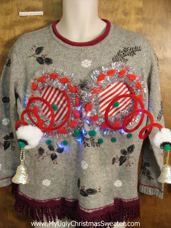 Crazy Tacky Christmas Naughty Sweater with Lights