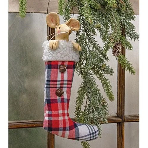 Crimson Plaid Mouse Stocking