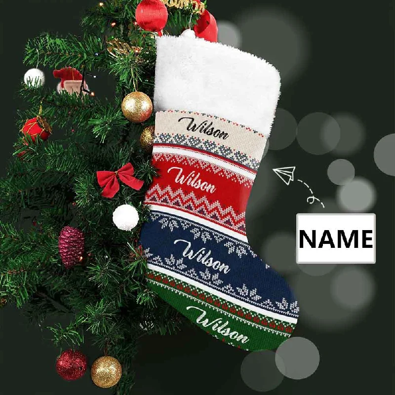 16.5in(L) Super Size-Custom Name Color Pattern Christmas Stocking