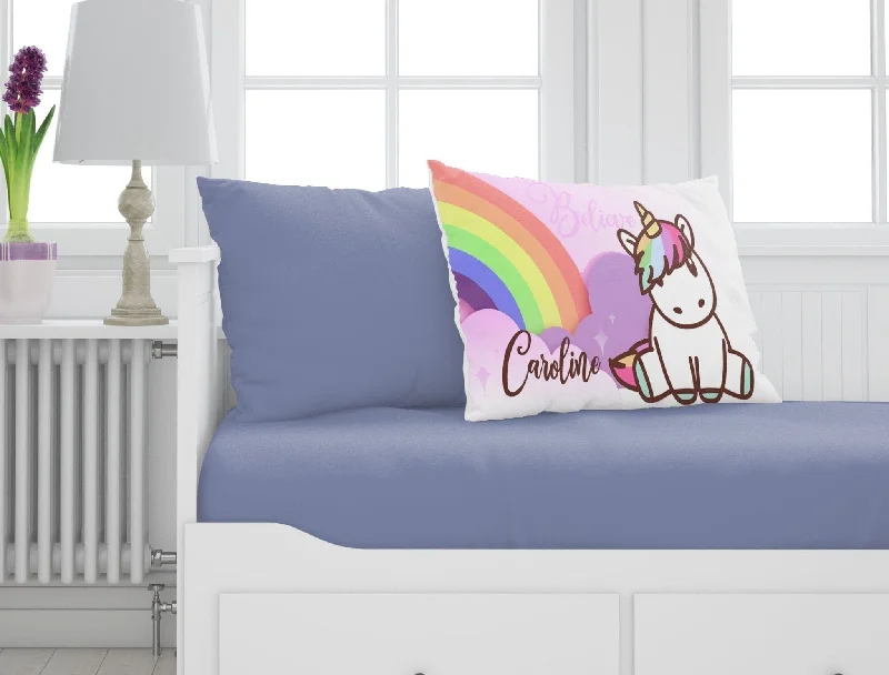 Christmas Holiday Baking Cute Unicorn Pillow Case Personalized for Birthday or Christmas gift idea for Girl Kids Room Party Decor Unicorn Bedding Magical Customized