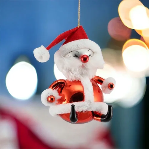 Christmas Beautiful Pine Trees De Carlini Jolly Sitting Santa Hand Made in Italy - Christmas Ornament