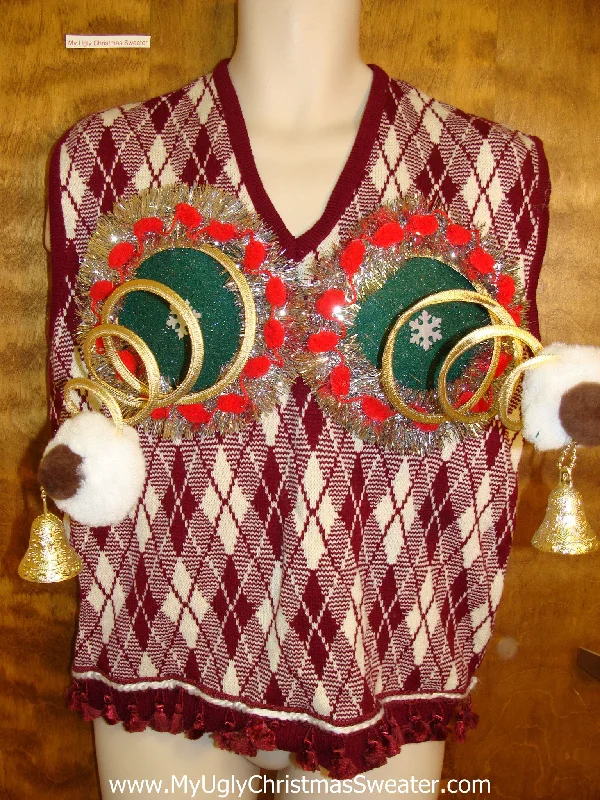 Diamond Grid Mens Ugly Christmas Naughty Sweater Vest