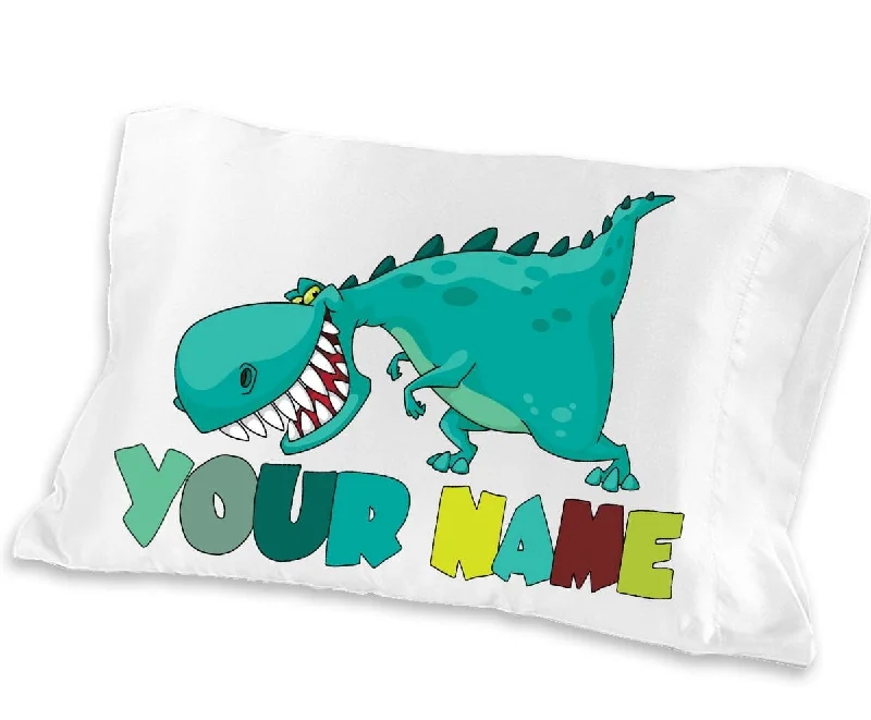 Christmas Cozy Evenings Dinosaur Boys Pillowcase- Personalized - Standard Or Toddler Or Travel Size - Birthday Or Christmas Gift Idea For Boys Kids Room Decor