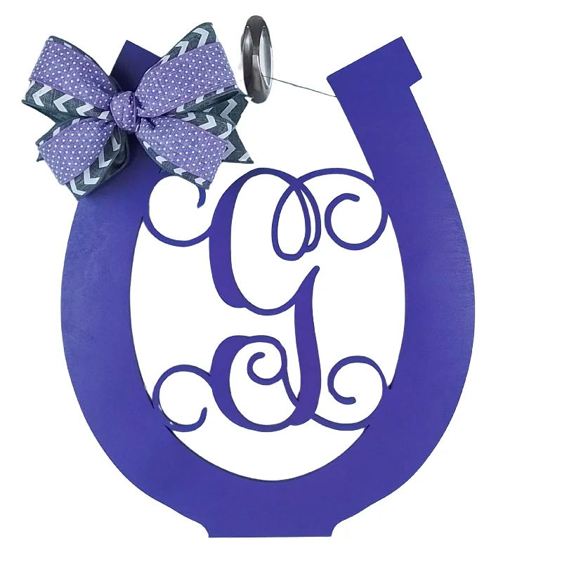Christmas Cozy Comfort Personalized Door Hanger, Birch Wood Horseshoe Decor, Purple Letter Door Sign Christmas Cozy Comfort Personalized Door Hanger, Birch Wood Horseshoe Decor, Purple Letter Door Sign