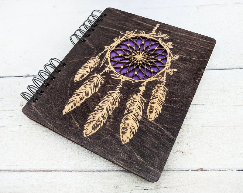 Christmas Snowfall Scene Dream Catcher Laser Cut Womens Sketchbook Sustainable Wood Travel Notepad Teen Diary Gift Wedding Planner Bridal Journal Graduation For Kids