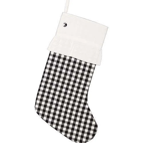 Christmas Ice Decorations Emmie Black Check Stocking, 12x20