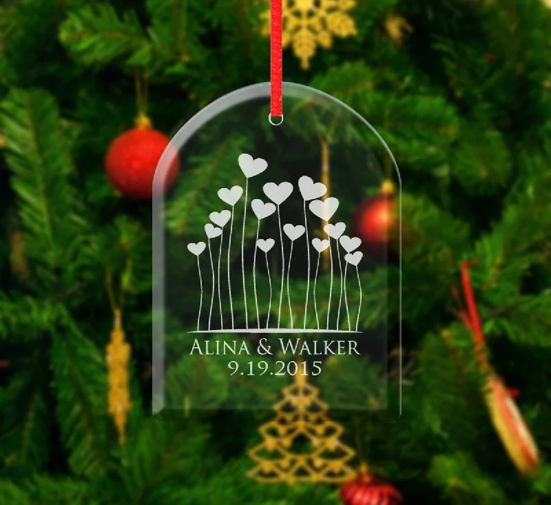 Christmas Joyful Vibes Engraved Glass Ornament Personalized Wedding Couples Engagement Proposal Newlyweds First Christmas Mom Dad 50th Anniversary Marraige Gift