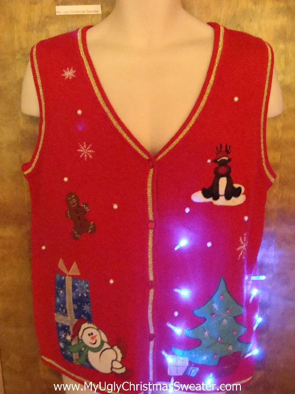 Fesetive Tree Cute Christmas Sweater Vest with Lights