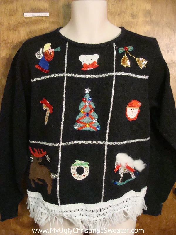 Christmas Magical Night Festive Patchwork Design Ugly Christmas Jumper