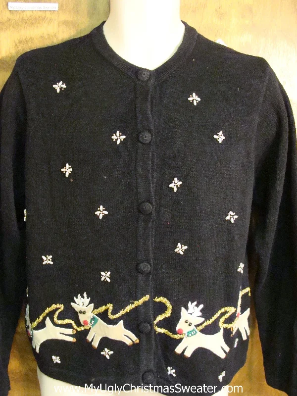 Christmas Tree Snowflakes Festive Reindeer Ugly Christmas Sweater