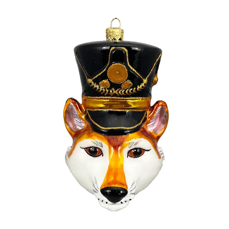 Christmas Family Gathering Fox Head Blown Glass Christmas Ornament