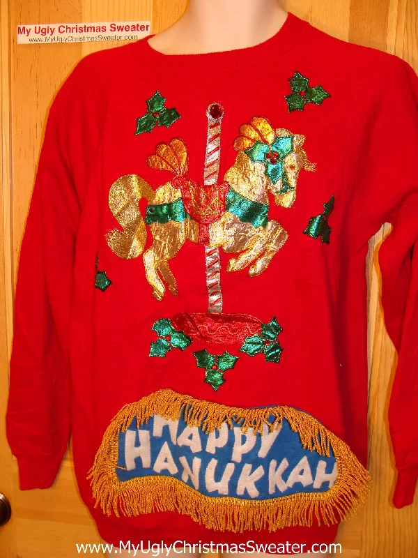 Christmas Joyful Vibes Funny Hanukkah Sweatshirt for Holiday Party