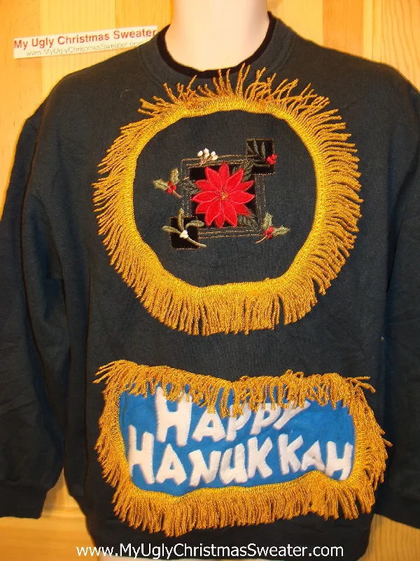Christmas Red And White Funny Hanukkah Sweatshirt for Holiday Party