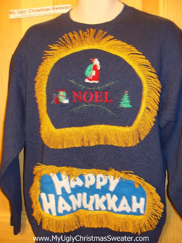Christmas Snow Covered Village Funny Hanukkah Sweatshirt for Holiday Party