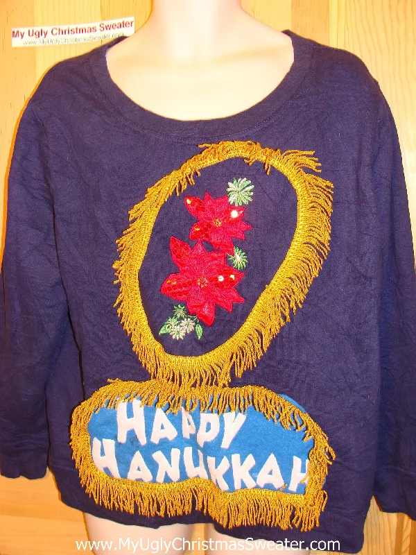 Christmas Beautiful Wreath Funny Hanukkah Sweatshirt for Holiday Party