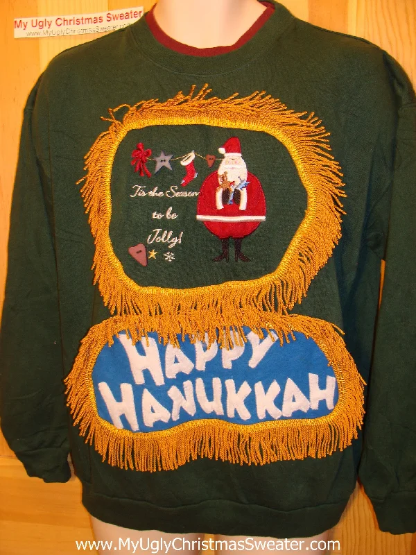 Christmas Fairy Lights Funny Hanukkah Sweatshirt for Holiday Party