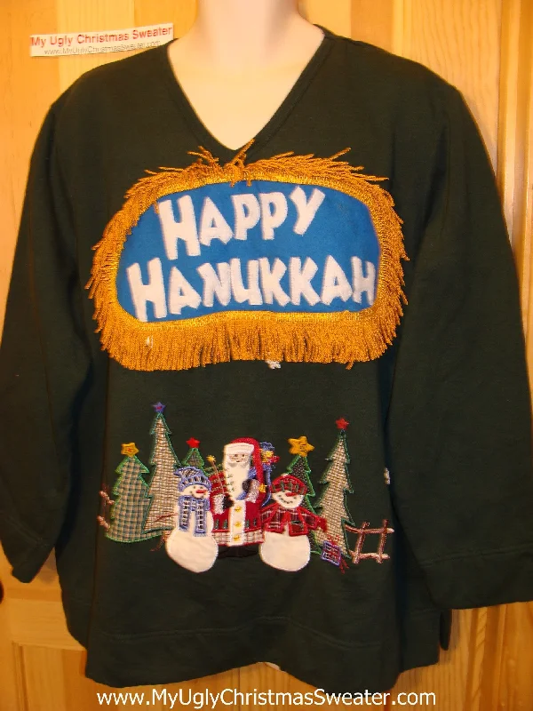 Christmas Snow Covered Roof Funny Hanukkah Sweatshirt for Holiday Party