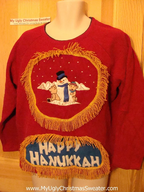 Christmas Snow Covered Trees Funny Hanukkah Sweatshirt for Holiday Party