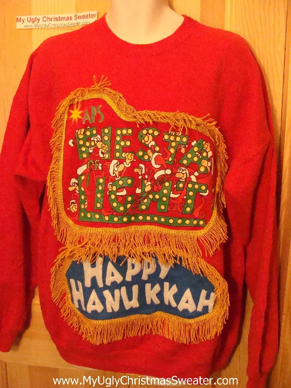 Christmas Fireplace Cozy Funny Hanukkah Sweatshirt for Holiday Party