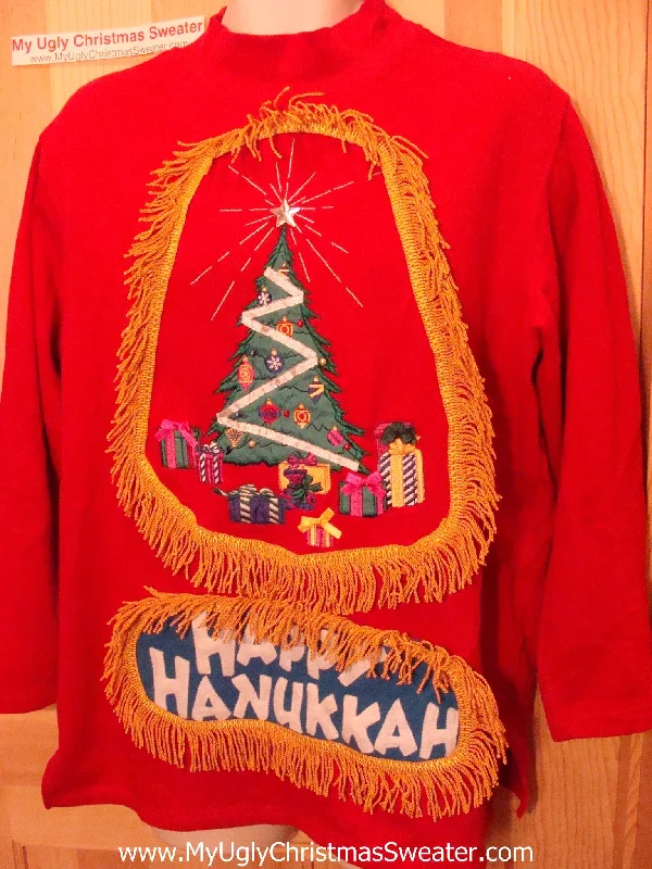 Christmas Reindeer Sleigh Funny Hanukkah Sweatshirt for Holiday Party
