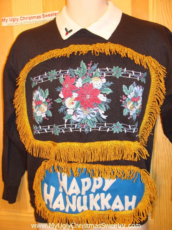 Christmas Green Wreath Funny Hanukkah Sweatshirt for Holiday Party