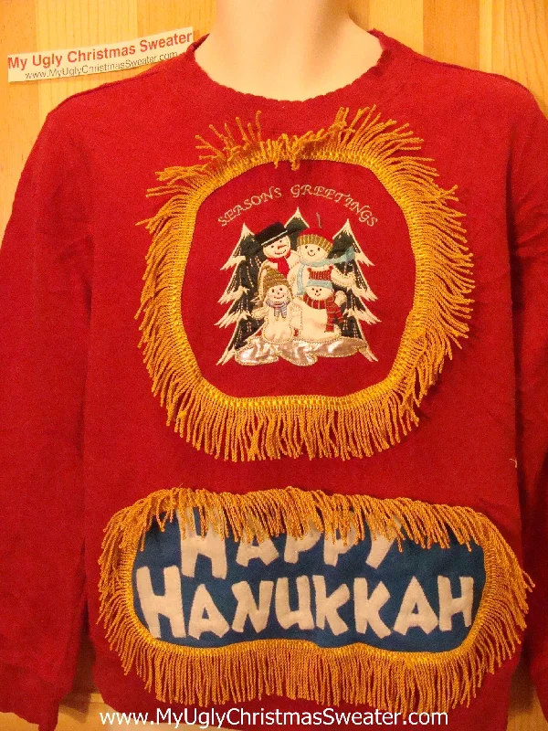 Christmas Wooden Decor Funny Hanukkah Sweatshirt for Holiday Party