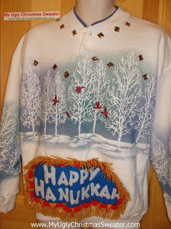 Christmas Reindeer Bells Funny Hanukkah Sweatshirt for Holiday Party