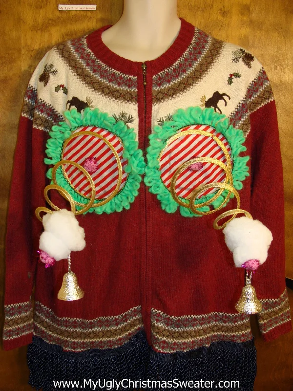 Christmas Holiday Traditions Funny Reindeer 2sided Naughty Ugly Christmas Sweater
