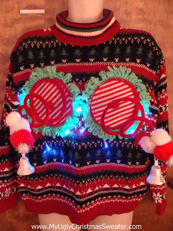 Christmas Sweet Treats Funny Two Sided Light-up Naughty Ugly Christmas Sweater