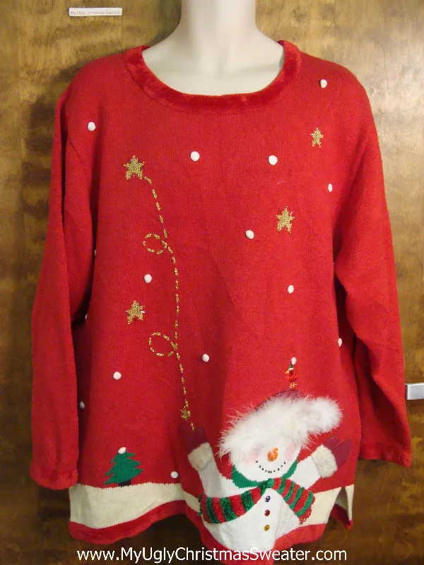 Christmas Ornament Collection Furry Snowman Ugly Christmas Sweater