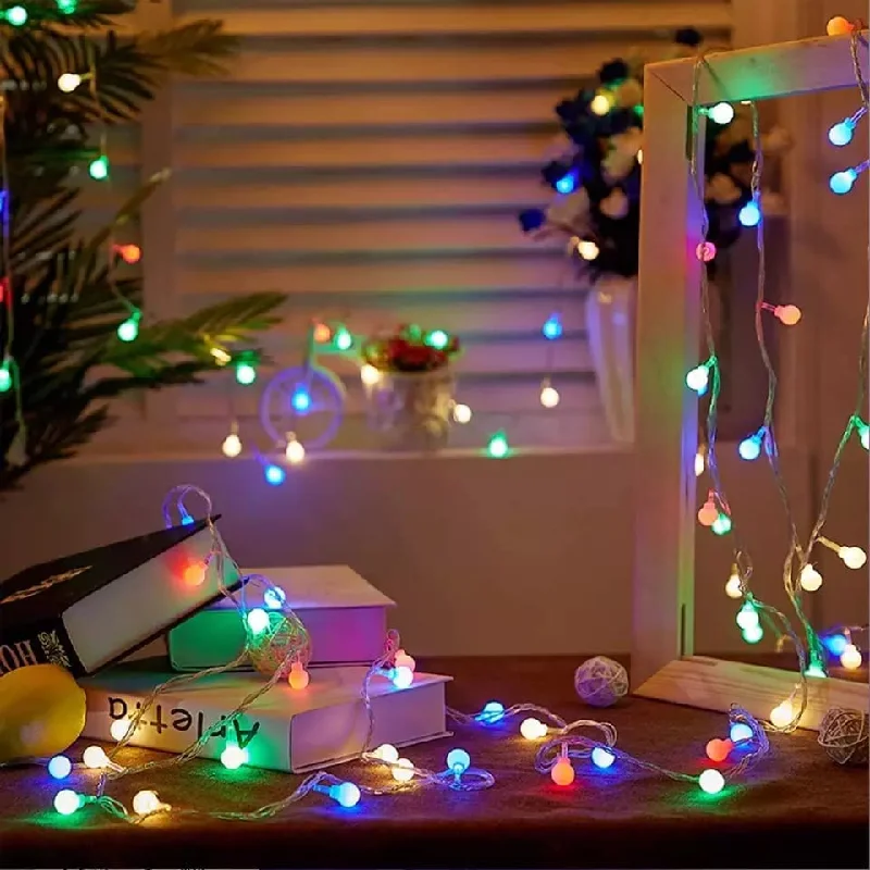 Christmas Winter Joy Gilbin Globe String Lights 32 ft 100 Led, Indoor String Lights 8 Modes Fairy Lights Plug in, Mini Globe Lights for Indoor Outdoor Bedroom Party Wedding Garden Christmas Tree Decor (Multi-Colored)