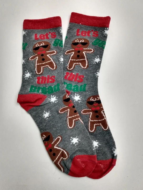 Christmas Snow Covered Village Gingerbread Christmas Crew Socks